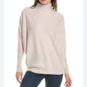 Joan Vass New York Mock Neck Dolman Beige Sweater | Womens Size Medium